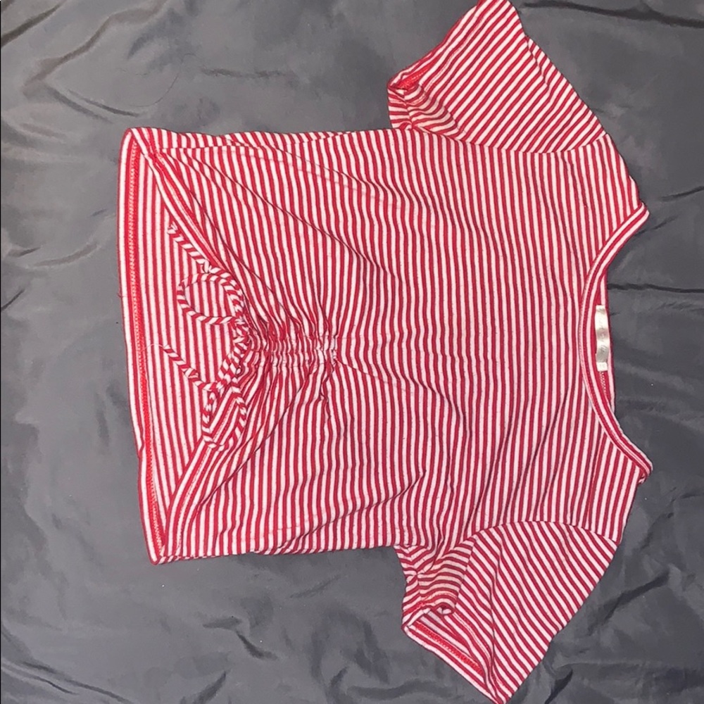 Red and white stripped crop top